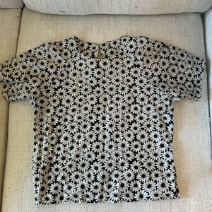 Floral Black and White Blouse